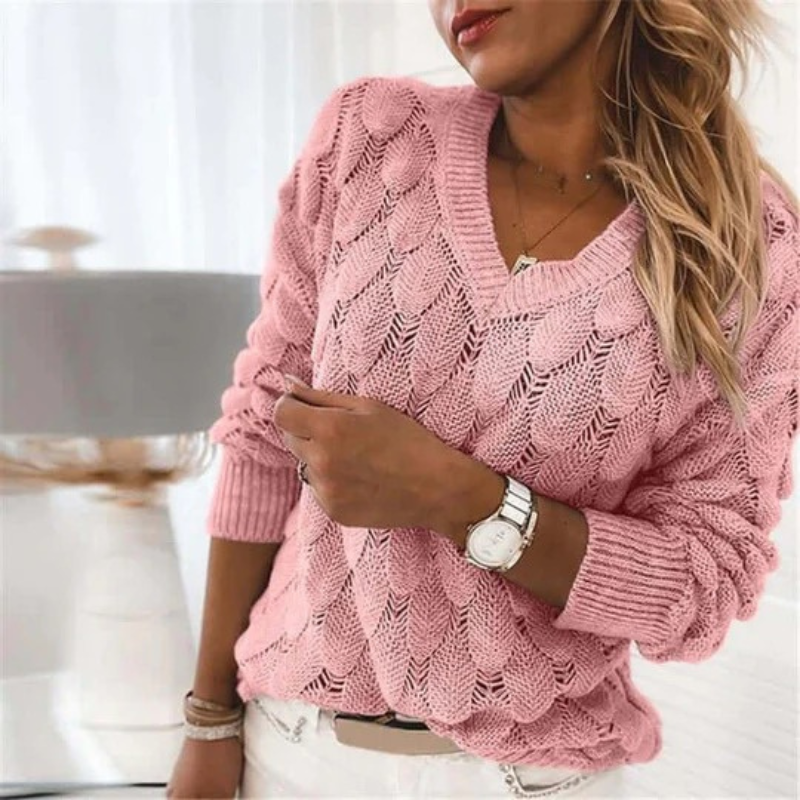 Damen lässiger V-Ausschnitt Pullover in zeitlosem Design für einen modernen Alltagslook