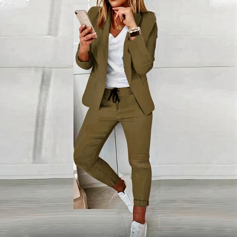 Damen lässiges Blazer- und Hosen-Set für stilvolle und vielseitige Outfits im Alltag oder zu besonderen Anlässen.