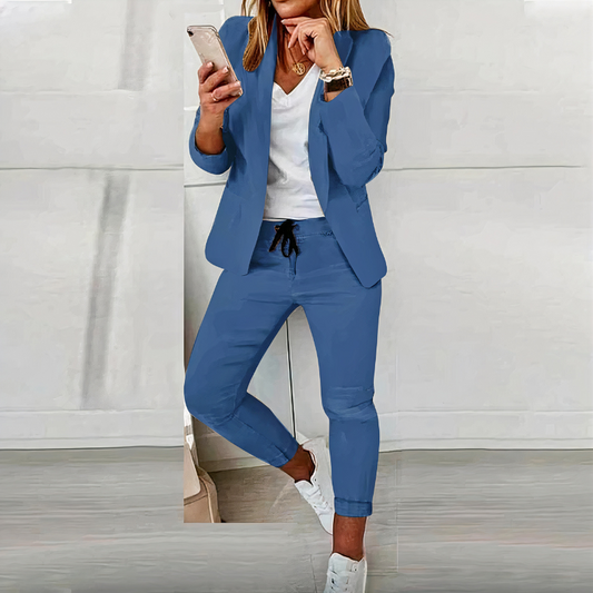 Damen lässiges Blazer- und Hosen-Set für stilvolle und vielseitige Outfits im Alltag oder zu besonderen Anlässen.