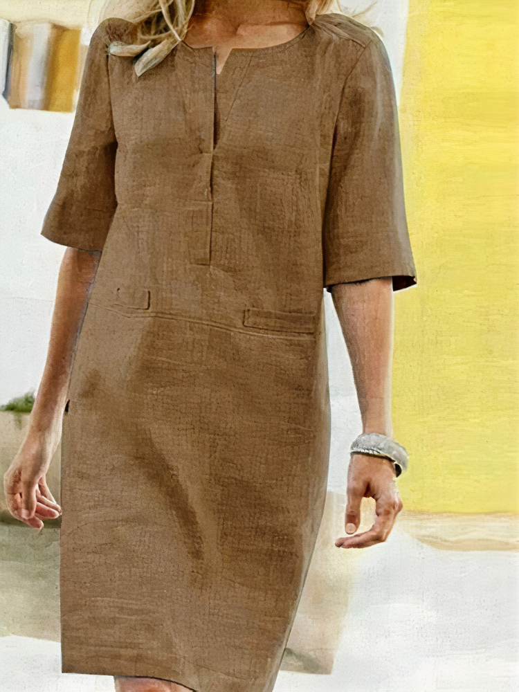 Damen lässiges kurzärmliges Kleid mit lockerem Schnitt für Alltag und Freizeit