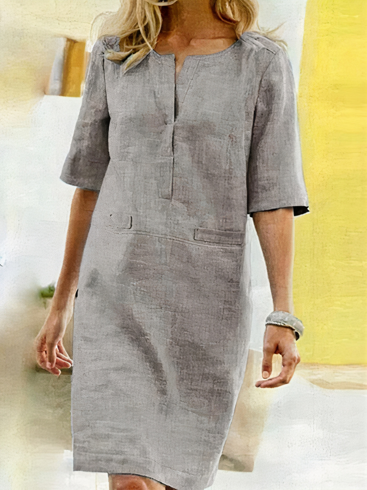 Damen lässiges kurzärmliges Kleid mit lockerem Schnitt für Alltag und Freizeit