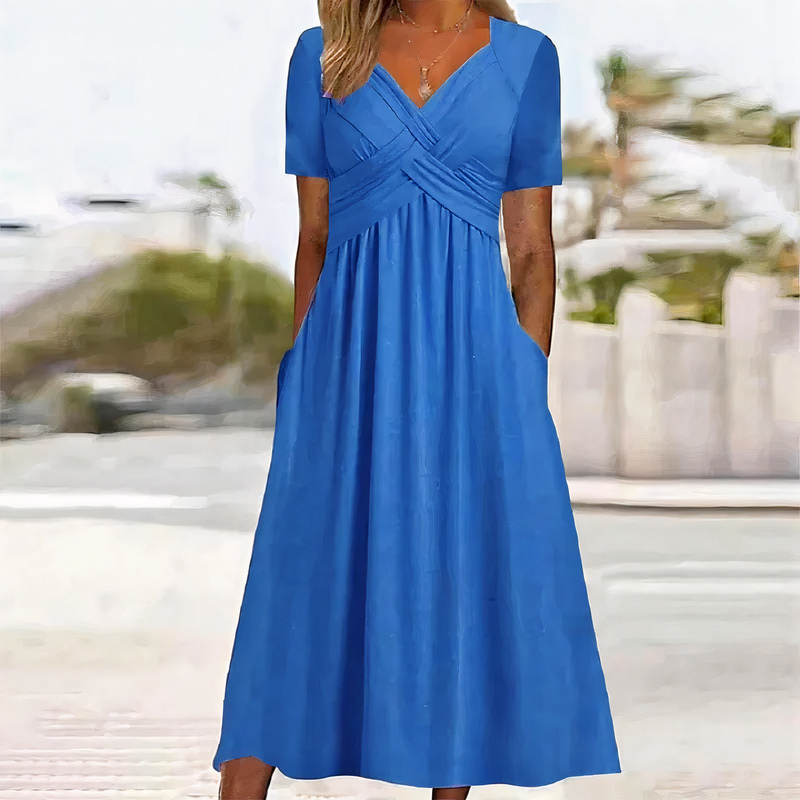 Damen lässiges Sommerkleid in Midi-Länge, perfekt für stilvolle und bequeme Sommerlooks.