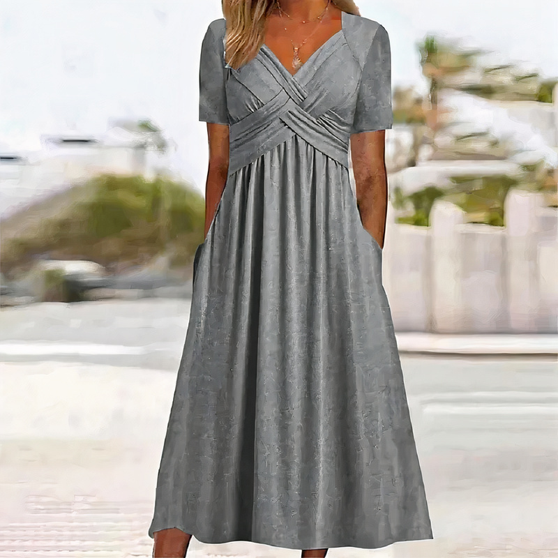 Damen lässiges Sommerkleid in Midi-Länge, perfekt für stilvolle und bequeme Sommerlooks.