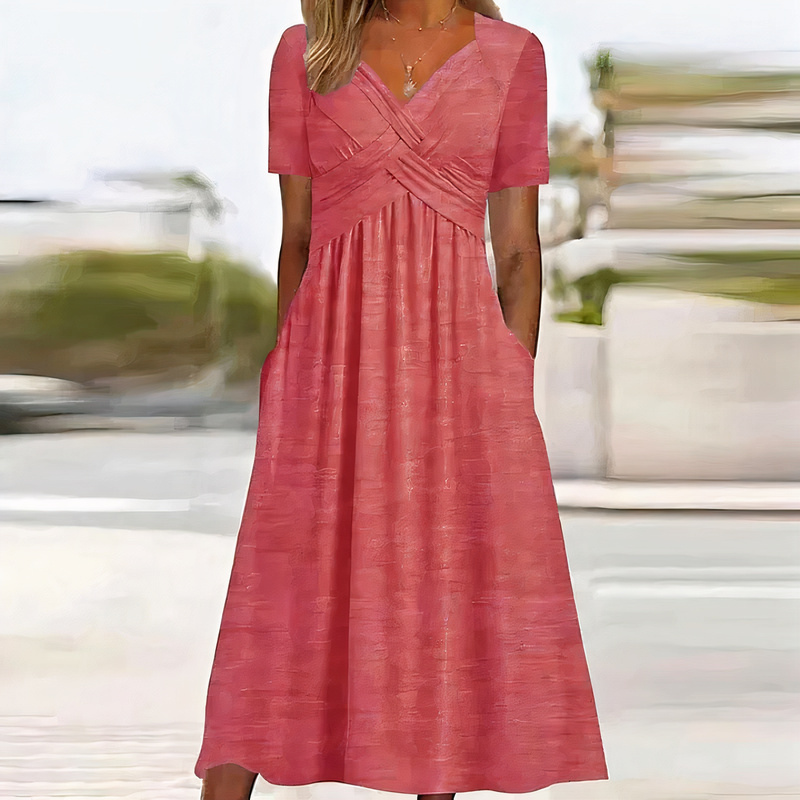 Damen lässiges Sommerkleid in Midi-Länge, perfekt für stilvolle und bequeme Sommerlooks.