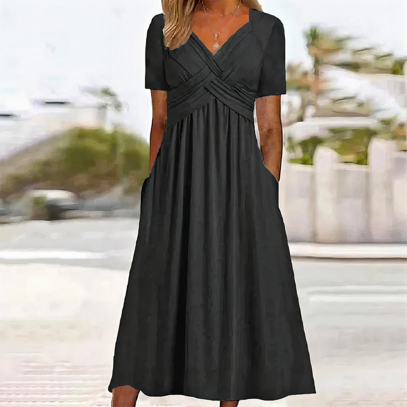 Damen lässiges Sommerkleid in Midi-Länge, perfekt für stilvolle und bequeme Sommerlooks.