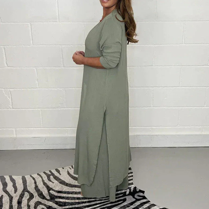Damen lässiges Top-und-Hosen-Set in zeitlosem Design für Alltag und Freizeit