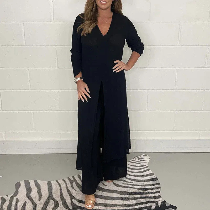 Damen lässiges Top-und-Hosen-Set in zeitlosem Design für Alltag und Freizeit