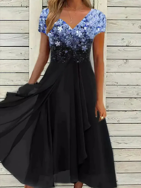 Damen lässiges Vintage-Blumenkleid mit floralem Muster für stilvolle Freizeit-Looks