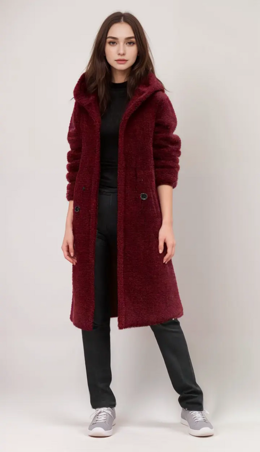 Damen langer Plüschmantel mit elegantem und warmem Design