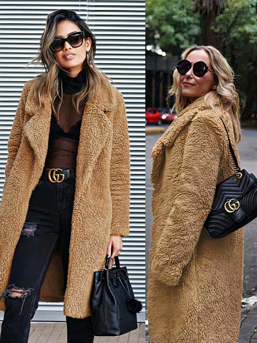 Damen langer und warmer eleganter Mantel für Wintertage