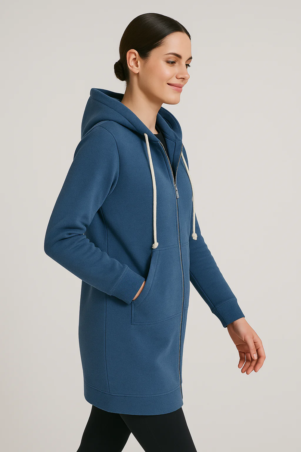Damen langer warmer Hoodie, ideal für kalte Tage und gemütliche Freizeitmomente