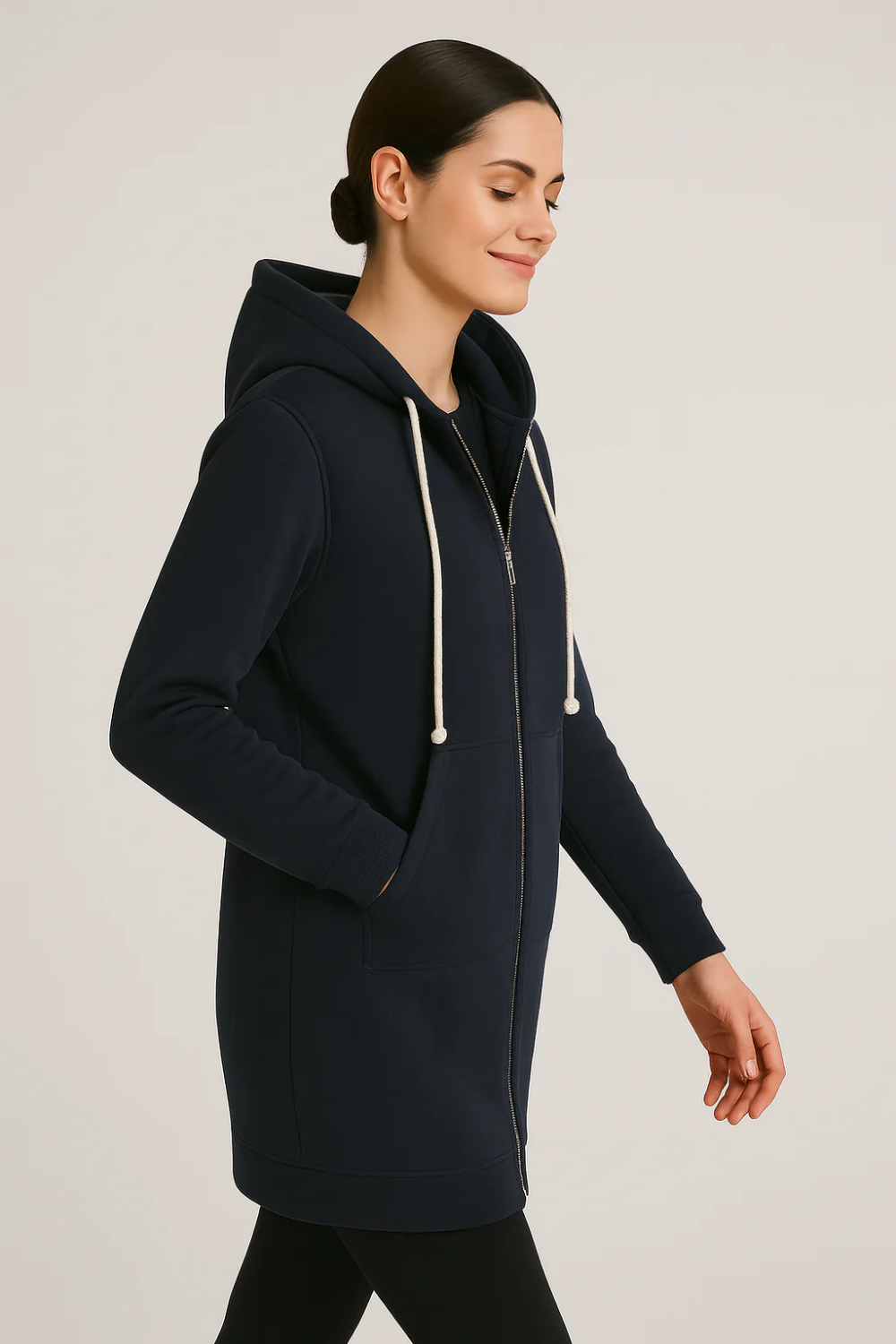 Damen langer warmer Hoodie, ideal für kalte Tage und gemütliche Freizeitmomente