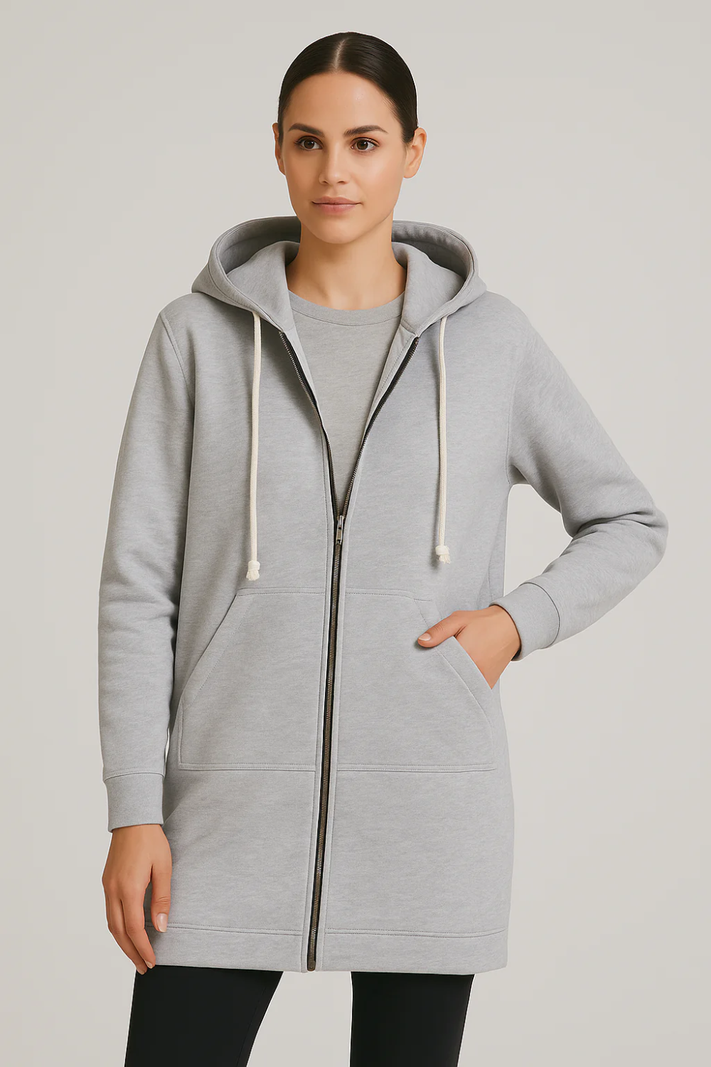 Damen langer warmer Hoodie, ideal für kalte Tage und gemütliche Freizeitmomente