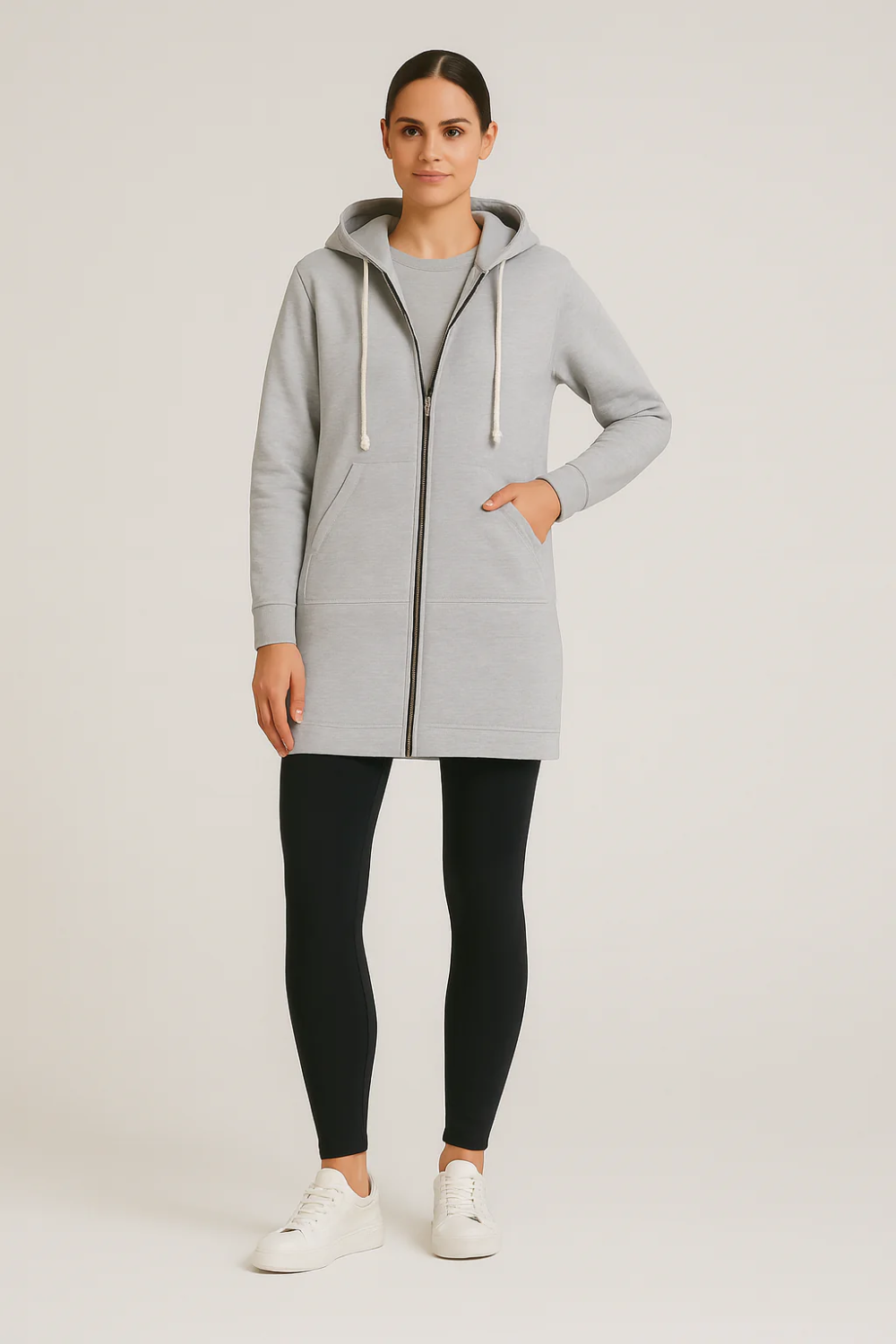 Damen langer warmer Hoodie, ideal für kalte Tage und gemütliche Freizeitmomente