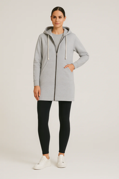 Damen langer warmer Hoodie, ideal für kalte Tage und gemütliche Freizeitmomente