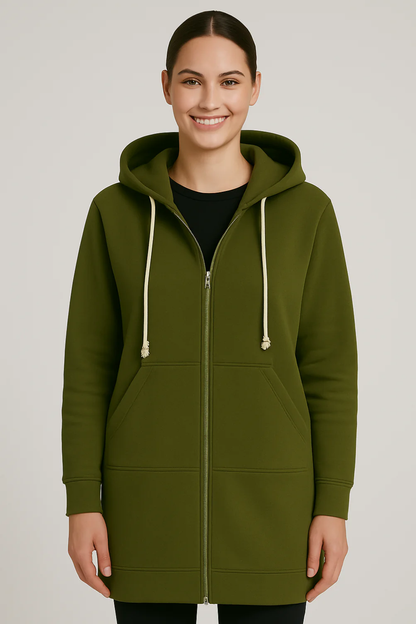 Damen langer warmer Hoodie, ideal für kalte Tage und gemütliche Freizeitmomente