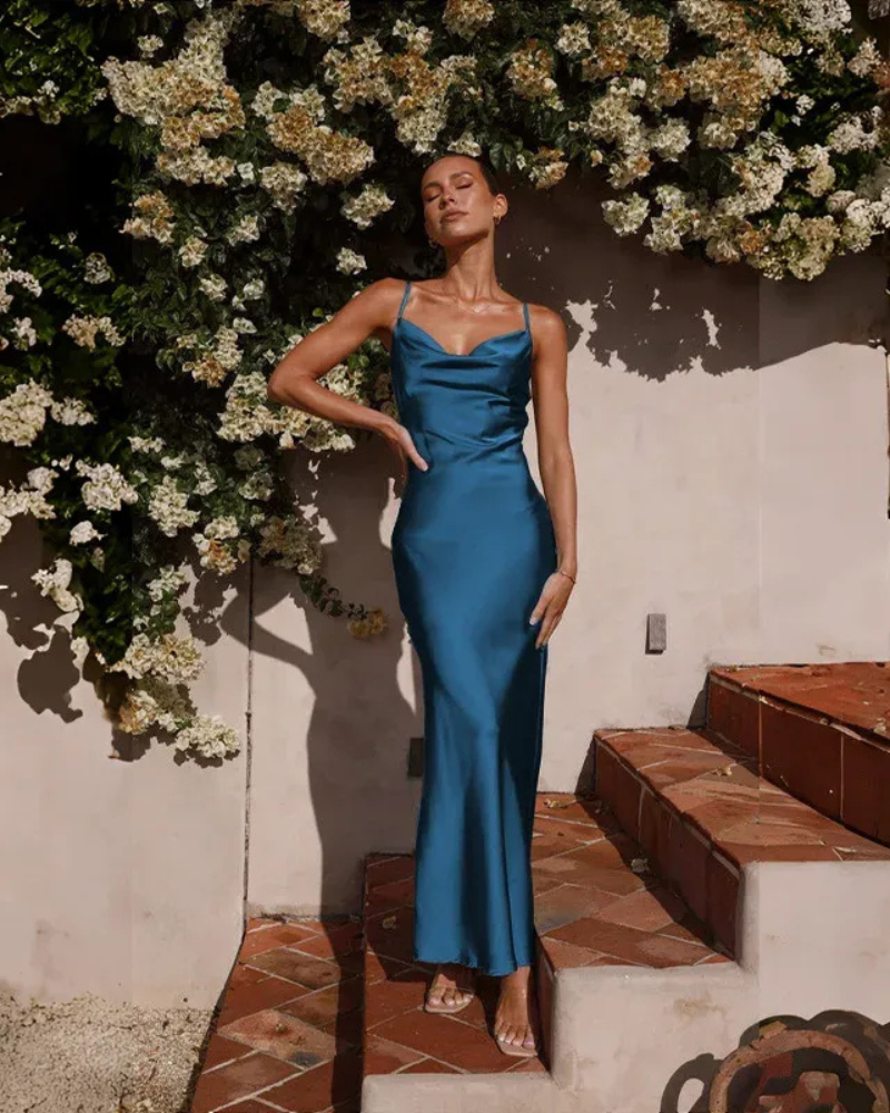  Damen langes elegantes Kleid für Hochzeitsgäste – stilvoll und bequem für feierliche Anlässe.