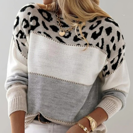Damen stylischer Leopardenmuster-Pullover in modernem Design