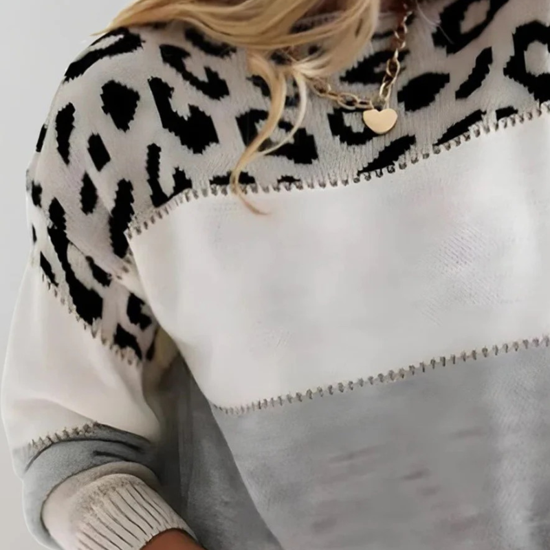 Damen stylischer Leopardenmuster-Pullover in modernem Design