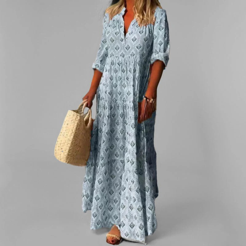 Damen lockeres bequemes langes Kleid – ideal für warme Tage und stilvolle Leichtigkeit
