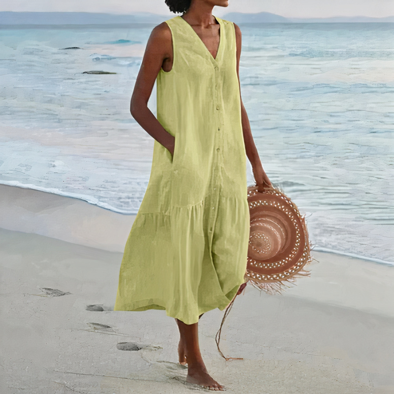 Damen luftiges ärmelloses Strandkleid für leichte, sommerliche Strand-Looks