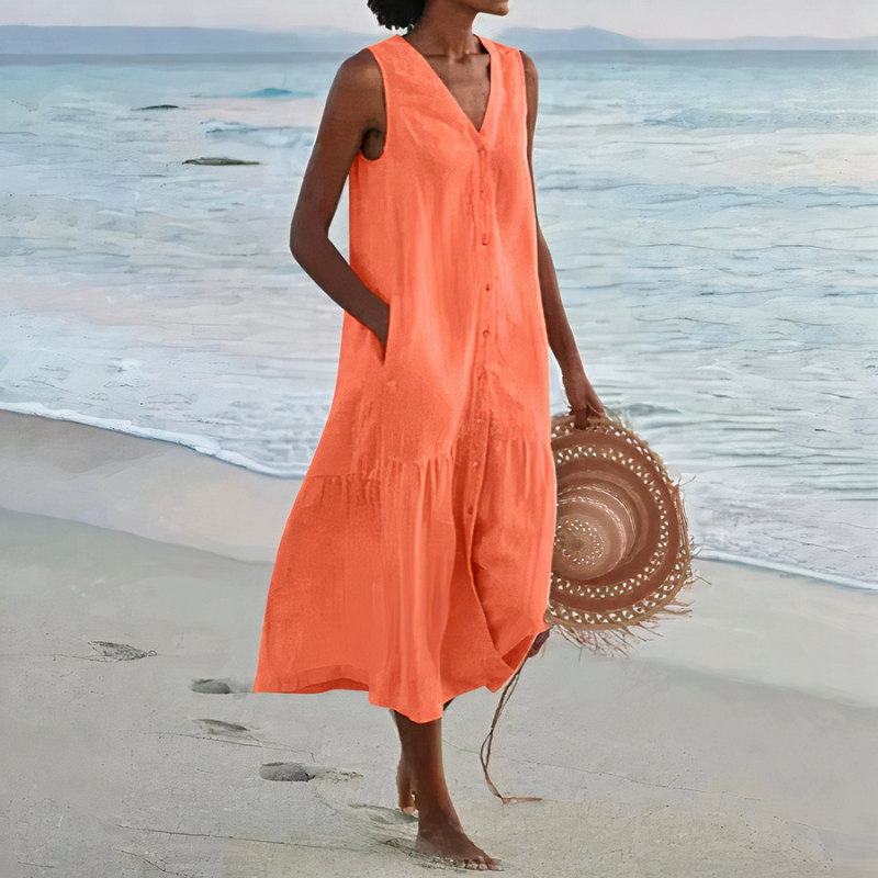 Damen luftiges ärmelloses Strandkleid für leichte, sommerliche Strand-Looks