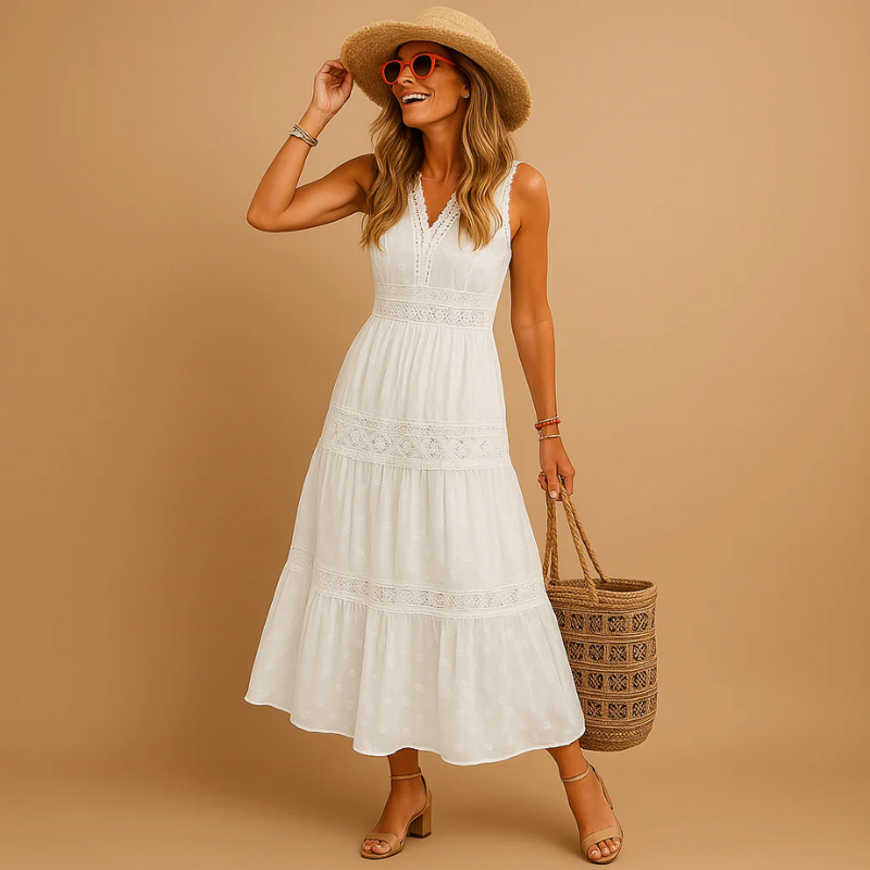 Damen luftiges Boho-Sommerkleid mit lockerer Silhouette für sommerliche Outfits.

