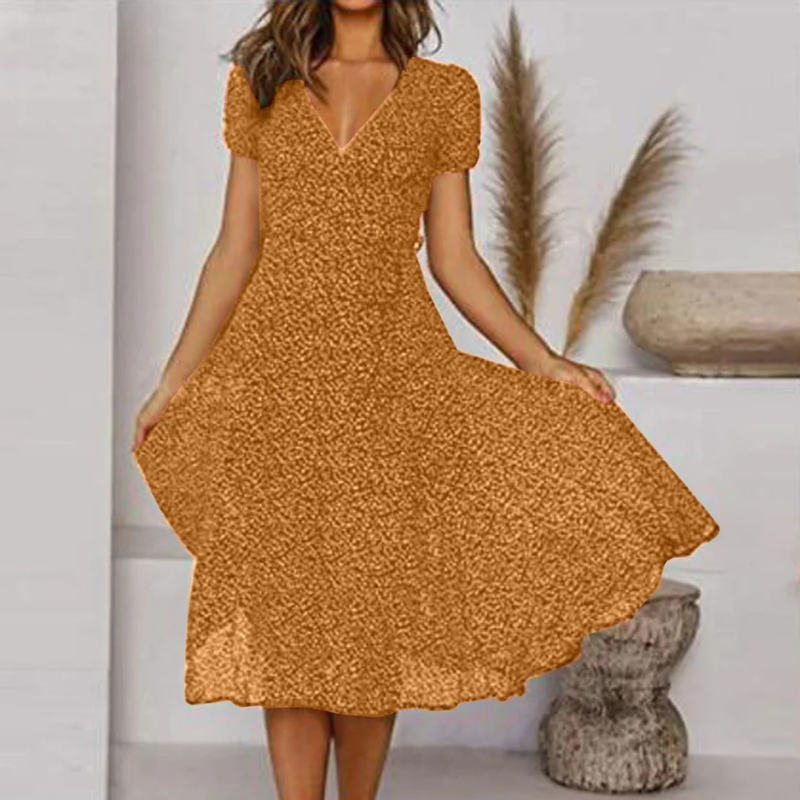 Luftiges Damen Sommerkleid im Midi-Schnitt mit floralen Mustern und leichtem Stoff für sommerlichen Tragekomfort