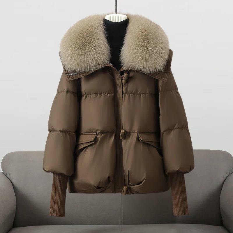 Damen luxuriöse Daunenjacke in elegantem Design für den Winter
