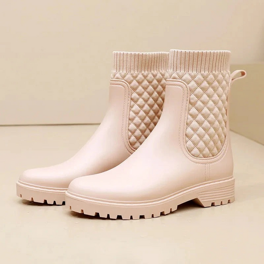 Damen luxuriöse wasserdichte Regenstiefel, stilvoll und bequem für nasses Wetter