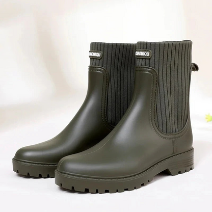 Damen luxuriöse wasserdichte Regenstiefel, stilvoll und bequem für nasses Wetter
