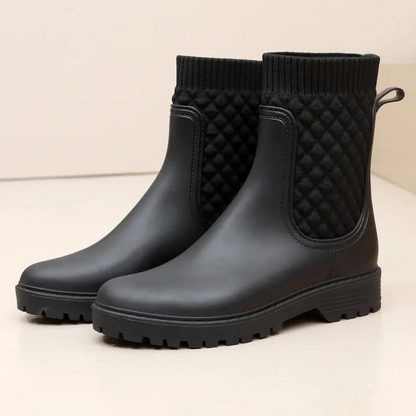 Damen luxuriöse wasserdichte Regenstiefel, stilvoll und bequem für nasses Wetter