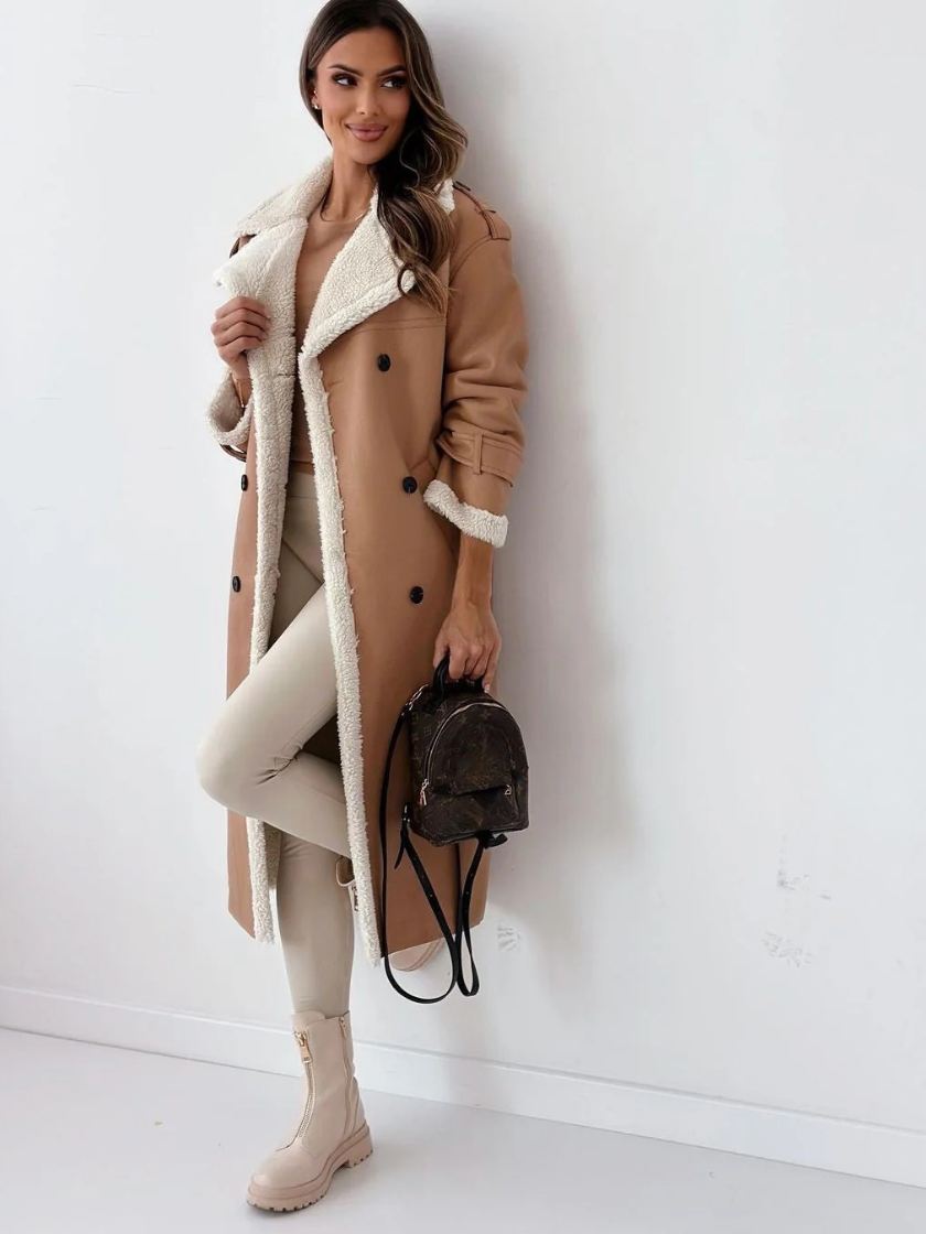 Damen luxuriöser Plüschmantel in elegantem und wärmendem Design