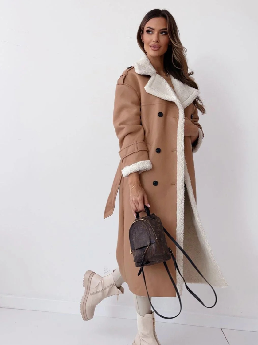 Damen luxuriöser Plüschmantel in elegantem und wärmendem Design