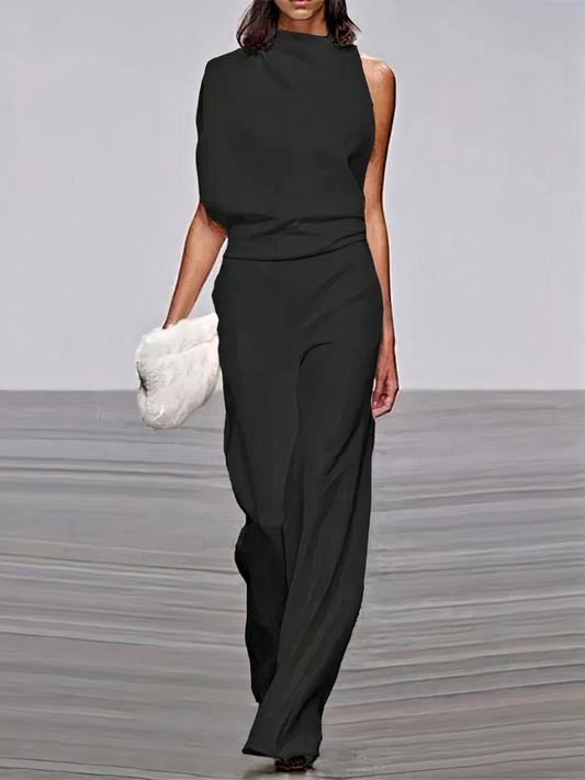 Moderner Damen-Jumpsuit mit weitem Bein und eleganter Silhouette für vielseitige Anlässe