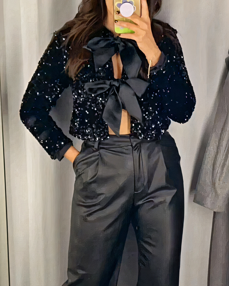 Damen modische Frontschleifen-Cardigan mit elegantem Schleifendetail