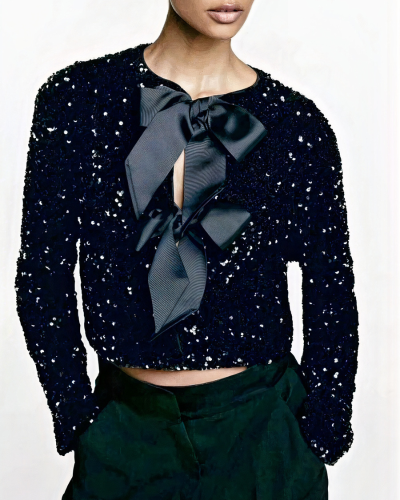 Damen modische Frontschleifen-Cardigan mit elegantem Schleifendetail