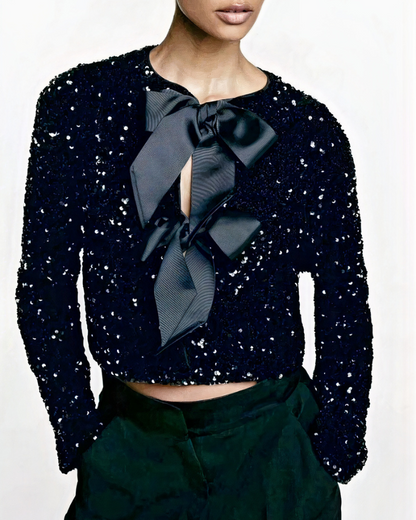 Damen modische Frontschleifen-Cardigan mit elegantem Schleifendetail