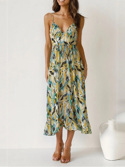 Damen modisches ärmelloses Sommerkleid in modernem Schnitt, ideal für warme Tage.