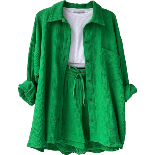 Damen oversized elegantes Lounge-Set in lockerem, stilvollem Design