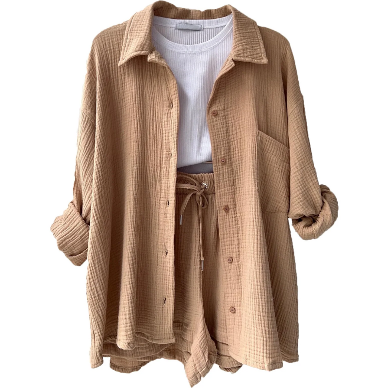 Damen oversized elegantes Lounge-Set in lockerem, stilvollem Design