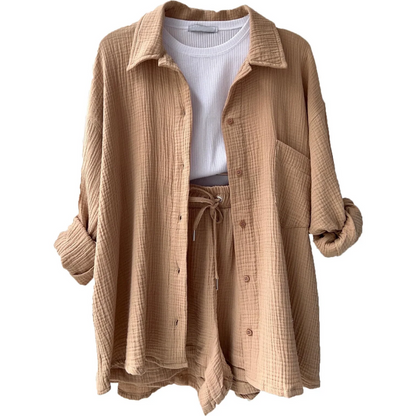 Damen oversized elegantes Lounge-Set in lockerem, stilvollem Design