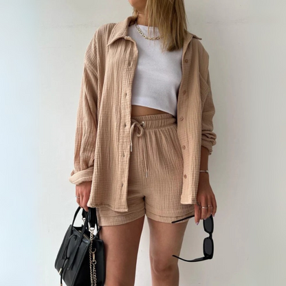 Damen oversized elegantes Lounge-Set in lockerem, stilvollem Design