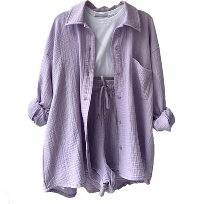 Damen oversized elegantes Lounge-Set in lockerem, stilvollem Design