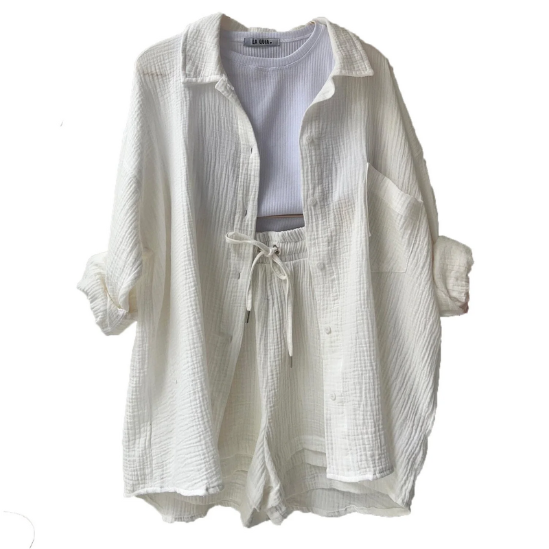 Damen oversized elegantes Lounge-Set in lockerem, stilvollem Design