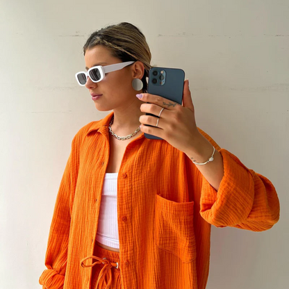 Damen oversized elegantes Lounge-Set in lockerem, stilvollem Design