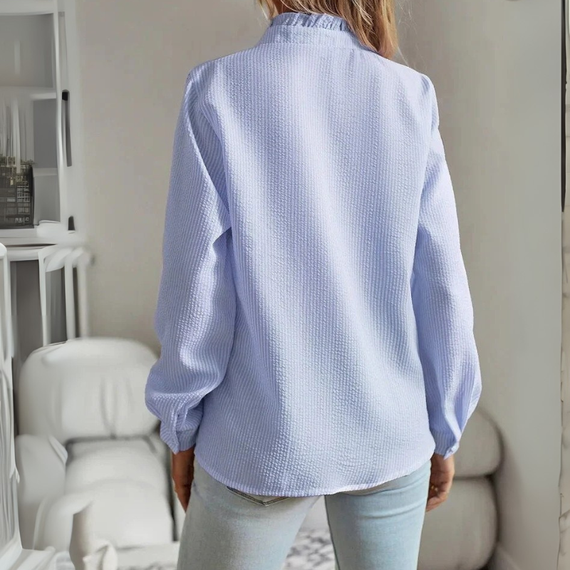 Damen Rüschen-Bürobluse in elegantem Design, ideal für stilvolle Outfits im Büro