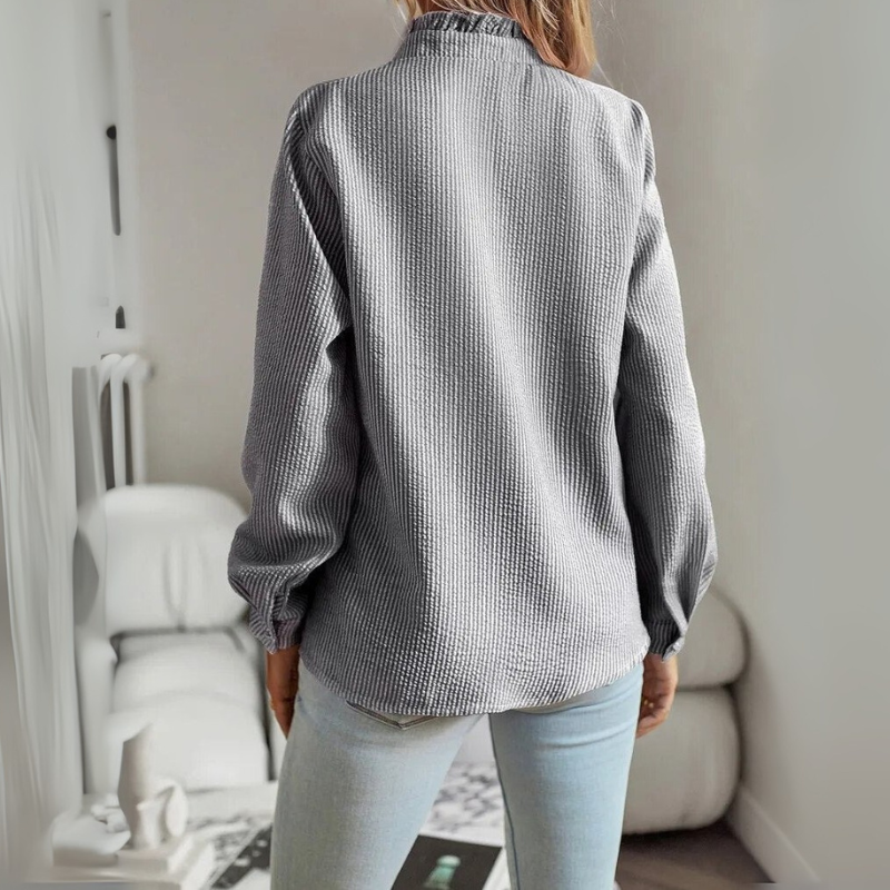 Damen Rüschen-Bürobluse in elegantem Design, ideal für stilvolle Outfits im Büro