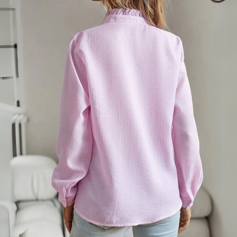 Damen Rüschen-Bürobluse in elegantem Design, ideal für stilvolle Outfits im Büro