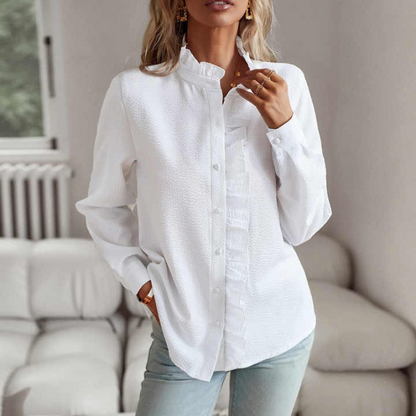 Damen Rüschen-Bürobluse in elegantem Design, ideal für stilvolle Outfits im Büro